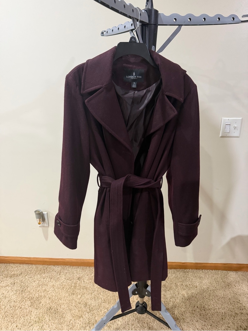 London Fog Women's Belted Trench Coat - Plum